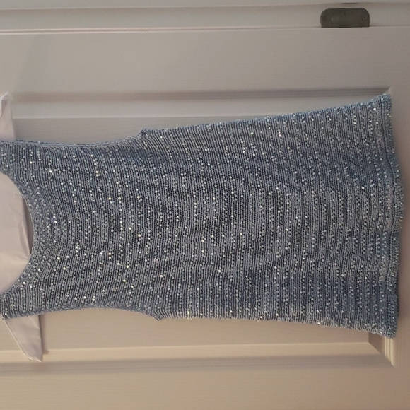 Sigrid Olsen Light Blue Sequin Tank Top Size Med - Picture 3 of 4